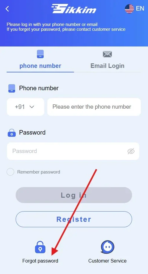 Click Forgot password option